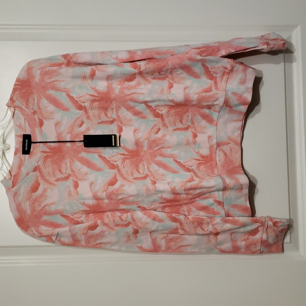 Monrow Pink Palm Tree Sweatshirt NWT Size XS